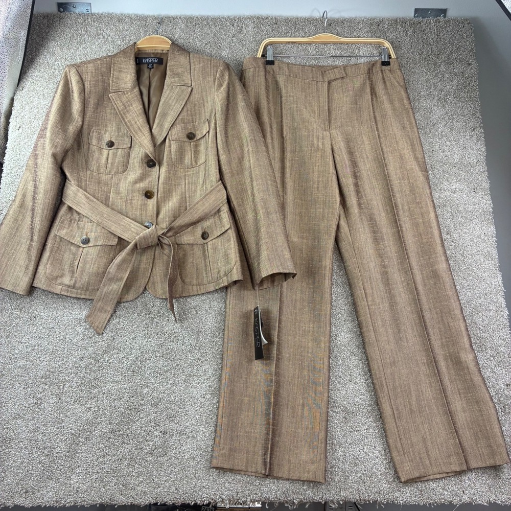 Kasper Brown Two-Piece Pantsuit Jacket & Trousers